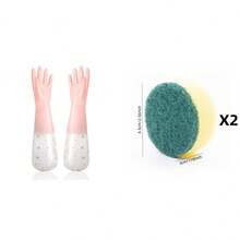 1 件长款、厚款、保暖内衬家用手套，适用于洗碗/清洁，彩色雏菊防滑 PVC 材料 - 彩色 - 查看 30