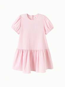 Balabala Váy tay phồng cho bé gái, trang phục mùa hè ngọt ngào và phong cách - trắng đỏ - Xem 4