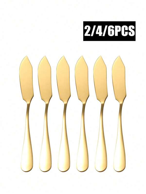 2/4/6pcs Stainless Steel Butter Knives, Cheese Spreader For Home, Kitchen, Restaurant, Afternoon Tea Party, Suitable For Breakfast Toast, Jam, Spread, Dessert, Baking