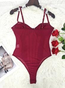 1pc Summer Solid Color Net Stitching Sexy Sheer Sleeveless Slim Fit Blouse For Women