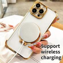 防摔防摔奢华电镀透明手机壳，带指环磁吸支架，兼容 17/6/7/8/X/XS/XR/11/12/13/14/15/16e、Galaxy S22/23/24、A04/05/06/A07/A17/A14/A15/A16/A24/A25/A34、Redmi Note 7/8/9/10/11/12/13/14、Redmi 9/10/12/13C/14C/A5、OPPO、MOTO、荣耀 X、HW、Realme C53 C55