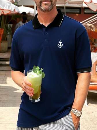 Polo da uomo tinta unita, minimalista e alla moda per uso casual e quotidiano