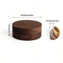 1 Acacia Wood Walnut Colored Solid Wood Ashtray With Wooden Cover For Home Living Room, Anti Fly Ash Creative Office, Round Wood Design - Multicolor - View 3