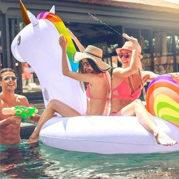 1 Oversized Inflatable Unicorn Float, 2 Person Inflatable Swimming Pool Raft