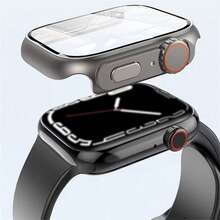 1pc Compatible With Apple Watch Plastic+Tempered Film Instant Change Protective Case Apple Watch Ultra 49MM Case Film Integrated Original Texture Tempered Glass Protective Watch Suitable For With Apple Watch Series 10/9/8/7/6/5/4/SE 46MM/45MM/44MM/42MM/41MM/40MM Instant Apple Watch Ultra Watch For Men&Women Watch Case - Titanium Color - View 4