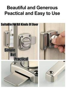 Heavy Duty Metal Rotary Bolt Door Lock, Home Security Hardware, Flexible For Left Or Right Doors, Silver/Black - Multicolor - View 8