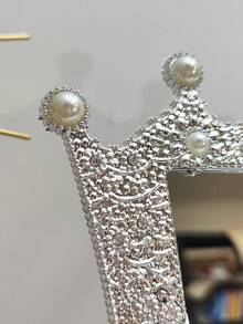 7 Inch Plastic Crown & Bow Pearl Decorated Desktop Vanity Mirror Home Decor Back To School Room Decor School Supplies - Multicolor - View 9