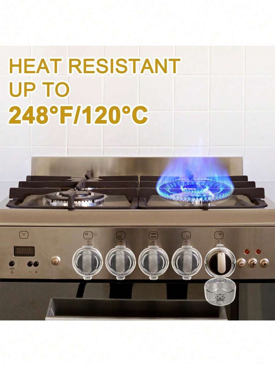 2 件/5 件透明炉灶旋钮盖 - 用儿童安全锁保护小孩，适用于烤箱/炉灶/燃气灶 - 婴儿/幼儿厨房防护罩 - 检查尺寸 - 彩色 - 查看 1