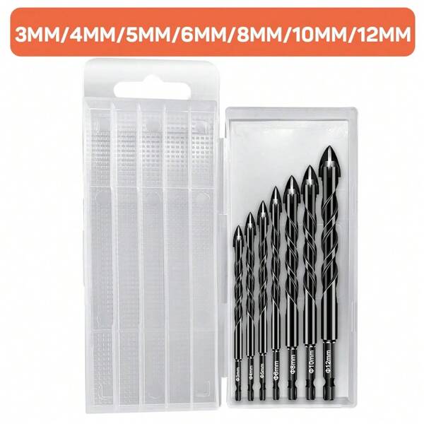 3-12mm Cross Hex Tile Drill Bits Set for Glass Ceramic Concrete Hole Opener Brick Hard Alloy Triangle Bit Woodworking Tool Kit