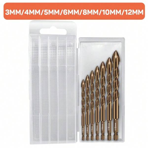 3-12mm Cross Hex Tile Drill Bits Set for Glass Ceramic Concrete Hole Opener Brick Hard Alloy Triangle Bit Woodworking Tool Kit