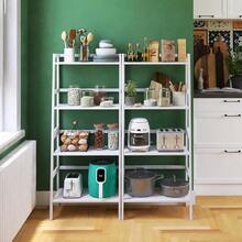 White Ladder Bookcase 4-Tier Ladder Shelf Freestanding Bamboo Storage Shees For Living Room Bathroom Kitchen - White - View 4