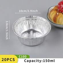 20pcs Silver Round Aluminum Foil Containers, Food Storage Baking Pans For Cooking, Heating, Storage, Outdoor Food Prep