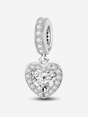1 st Fashionabla gnistrande hjärtahänge Charm Pärla Passande för kvinnor Armband Armband Gör-det-själv smyckestillverkning och daglig outfit Matchande smyckendekoration för flickor