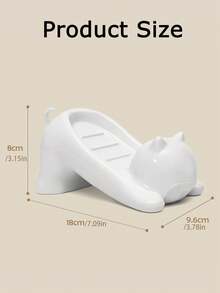 1 件装猫形塑料肥皂盒，椭圆形桌面吸水沥水架，浴室水槽，小猫肥皂盒，多功能肥皂收纳架，肥皂收纳的理想礼物，浴室用品 - 彩色 - 查看 3