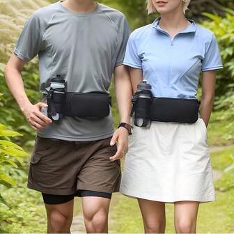 Unisex Nylon Running Waist Bag With Water Bottle Holder, Lightweight Fanny Pack For Outdoor Sports Running Cycling Mobile Phone Pouch Belts