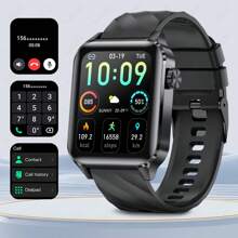 ESFOE LIGE Modische Smartwatch mit quadratischem Zifferblatt, Schrittzähler, Zeitnahme, Training, kabellose Anrufe, Musikwiedergabe, Weckruf-Erinnerung, Multifunktions-Damensmartuhr