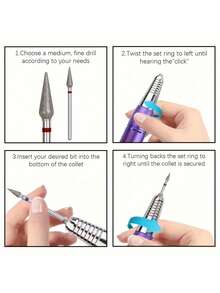 GGJOYO 2 件钻石角质层清洁指甲钻头套装，专业旋转硬质合金指甲清洁器美甲钻头，用于角质层死皮，美甲沙龙工具（Fine-F） - 銀色 - 查看 3