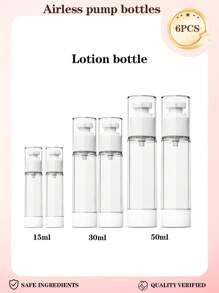 24pcs 15ml/30ml/50ml Transparent Plastic Airless Travel Pump Bottles, Suitable For Refilling Cosmetic Products Like Foundation, Cream, Shampoo, Toner. Made Of High Quality Plastic, , Reliable, Odorless And Non-Deformable/Breakable, Refillable For Reuse. Small Size For Easy Carrying In Makeup Bag Or Handbag. Suitable For Travel Or Home Use. 1pc/3pcs/6pcs/12pcs/18pcs/24pcs Set Available.