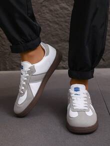 Giày thể thao đa năng cho nam và nữ, size 36-45, giày đế bằng buộc dây, giày thể thao cho học sinh, giày tập thể dục trong nhà - trắng - Xem 4