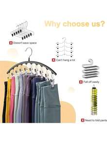 1pc Rotating Space-Saving Curved Hanger, Suitable For Yoga Pants And Leggings - Closet Organizer With 10 Clips, Tights Hanger, Suitable For Clothing Stores, Valentine's Day, Wedding, Birthday Gifts - Multicolor - View 5