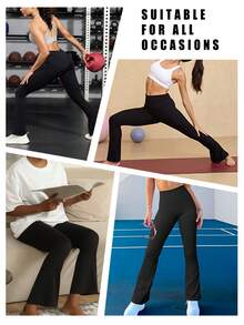 Yoga Pants Women Wide Leg Work Dress Pants High Waist Stretch Loose Casual Sweatpants With Pockets - màu xám sắt - Xem 7