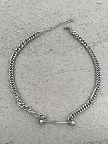 1pc Minimalist Titanium Steel One-Shoulder Chain Necklace, Fashion Style Suitable For Men And Women Everyday Wear