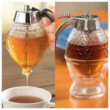 Creative Honey Dispenser Bottle, Squeeze Sauce Bottle, Plastic Sealed Jar With Funnel Neck Style, Syrup Pot With Base Holder - Multicolor - View 12