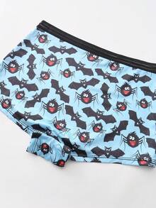 Dircho 6pcs Women Gothic Halloween Skulls Print Contrast Binding Boyshorts, Comfy & Soft Elastic Waist Intimates Panties, Women's Lingeries & Underwear - Multicolor - View 7