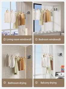 1pc Invisible Retractable Clothesline Drying Rack, Indoor Bathroom Balcony No Drilling Steel Wire Hanger