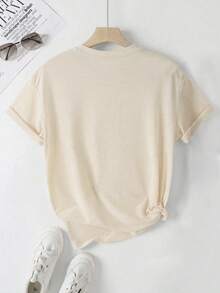 Women's Plain Round Neck Short Sleeve Simple T-Shirt, Casual Everyday Wear