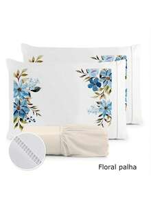 3-Piece Sheet Set 400 Thread Count For Queen King Single Bed Micropercal - STRAW FLORAL - View 1