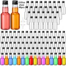 48pcs 25ml 50ml Mini Liquor Bottles Set, Mini Empty Plastic Shot Bottles, Airtight Spirit Bottle With Caps Mini Wine Bottles, Bar Party Supplies Thanksgiving, Halloween, And Christmas Are Applicable Durable Multi-Use For Juice, Sauces, Coffee