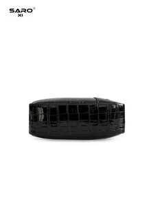 Men's PU Leather Shoulder Bag Crossbody Bag, Large Capacity Work Bag, Fashion Casual Weekend Travel Vintage New Life Items For Students Men Essentials Side Bag - Black - View 7