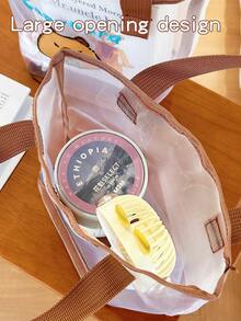 新款水豚网眼沙滩包，卡通可爱设计，大号沙滩手提包，适合游泳池，度假必备，可作书籍收纳袋 - 領結 - 查看 2