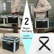 Caja de almacenamiento con candado de aleación de aluminio, caja de herramientas portátil/de hombro con contraseña 2 en 1, estuche para instrumentos, organizador de documentos con acolchado, protección para teléfono, fotos, joyas, cosméticos, documentos, tarjetas, herramientas, accesorios de vacaciones y viajes de verano, accesorios escolares, bolsa de graduación