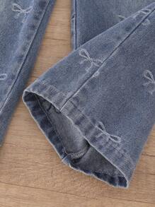 Jeans de mezclilla de diseño con moño de estilo casual para niña, para el verano