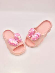 1 par de sandalias casuales de EVA decoradas con mariposas para niñas, cómodas y a la moda para usar en interiores y exteriores