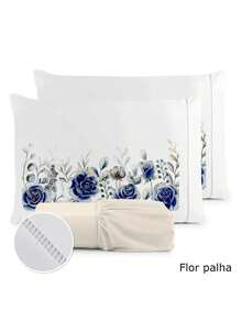 3-Piece Sheet Set 400 Thread Count For Queen King Single Bed Micropercal - WHITE FLOWER - View 3