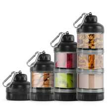 BYLWORKOUT 1 Gói Hộp Đựng Bột Protein Có Chân Đế Phễu, 3 Hộp Đựng Bột Protein Chống Rò Rỉ Có Thể Xếp Chồng Lên Nhau, Hộp Đựng Bột Móc Khóa Di Động Cho Tập Luyện, Thể Hình, Du Lịch - Màu đen trong suốt - Xem 3