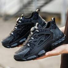 Sepatu Kerja Pria CEATSAFETV, Sepatu Kerja Anti Tusuk Anti Selip dengan Ujung Baja, Sepatu Atletik Konstruksi Industri Nyaman untuk Aktivitas Luar Ruangan, Musim Semi/Panas - Hitam - View 4
