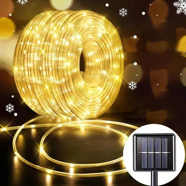 50/100/200/300 LED Solar Powered Fairy String Lights, Soft Tube Wrapped Design, 8 Lighting Modes, IP65 Waterproof, Suitable For Wedding, Party, Garden, Christmas, Outdoor Camping Tent, Holiday Decor