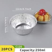 20pcs Silver Round Aluminum Foil Containers, Food Storage Baking Pans For Cooking, Heating, Storage, Outdoor Food Prep