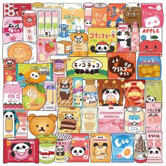 50 张透明小吃店贴纸 美学贴纸 少女贴纸 工艺用品 PET 乙烯基贴纸