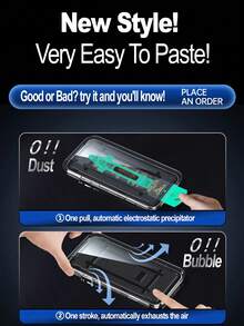 ZYONS 2 件 AG 磨砂隐私玻璃一键防尘屏幕保护膜适用于 16E 16 Pro Max 16 Pro 16 Plus 16 15 Pro Max 14 Pro Max 13 12 11 XS MAX Plus 系列 - 2個 - 查看 5