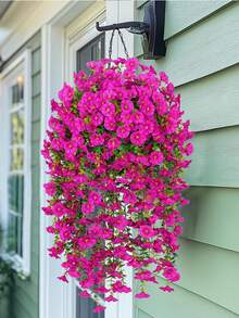 2pcs/4pcs/6pcs/8pcs Hanging Artificial Silk Flower Vine Eucalyptus Plant, UV-Resistant, Suitable For Wedding, Porch, Living Room, Office Wall, Yard, Bookshelf, Home Decor - Red Lotus Color - View 5