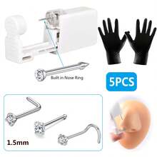 5Pcs Nose Piercing Kit, Piercing Gun Built-In Nose Studs,Self Piercing Kit With 20G Nose Rings Studs, Disposable Piercing Gun For At Home Nose Piercing - White - View 17