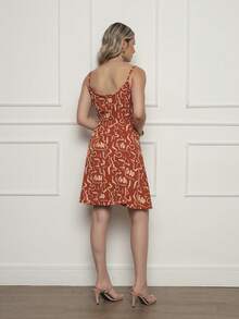 MEMORY New Strappy Dress Charming Geometry | Polyester - 鏽棕色 - 查看 5