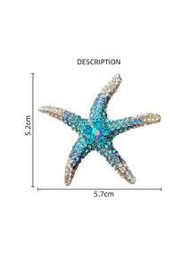 1pc Rhinestone Inlaid Starfish Design Alloy Badge, Fashion Accessory Versatile For Shoulder Bags, Totes, Hats, Clothes For Men, Women, Students, Daily Wear, Dates, Holidays, Travels. Suitable For Gifts To Friends, Family, Girlfriend/Boyfriend, Mom, Children - Green - View 5