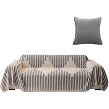 Deluxe Edition  Sofa Covers 3 Seater,180*340cm Soft Anti-Slip Durable Reversible Sofa Throw Couch Pad Universal Breathable Machine Washable Furniture Protector For Sofa - Ash - View 1