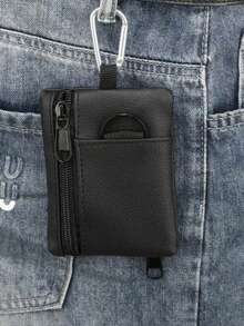 1pc Minimalist Camping Hiking Fishing Coin Purse Zippered Card Case Key Holder For Men Wallet Mini Wallet Purse Wallet Travel Wallet Coin Wallet Wallet - Black - View 2